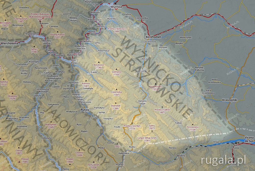 Góry Wyżnicko-Strażowskie - mapa poglądowa