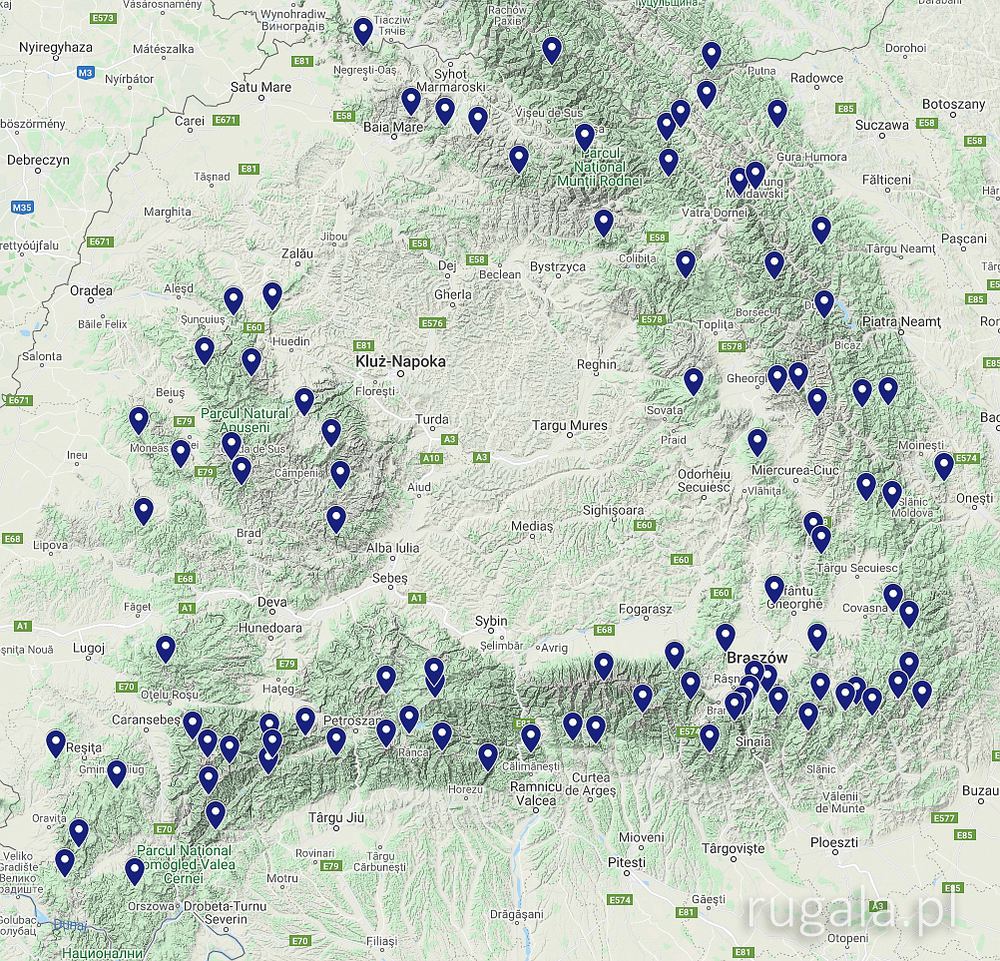 Korona Karpat Rumuńskich - mapa poglądowa