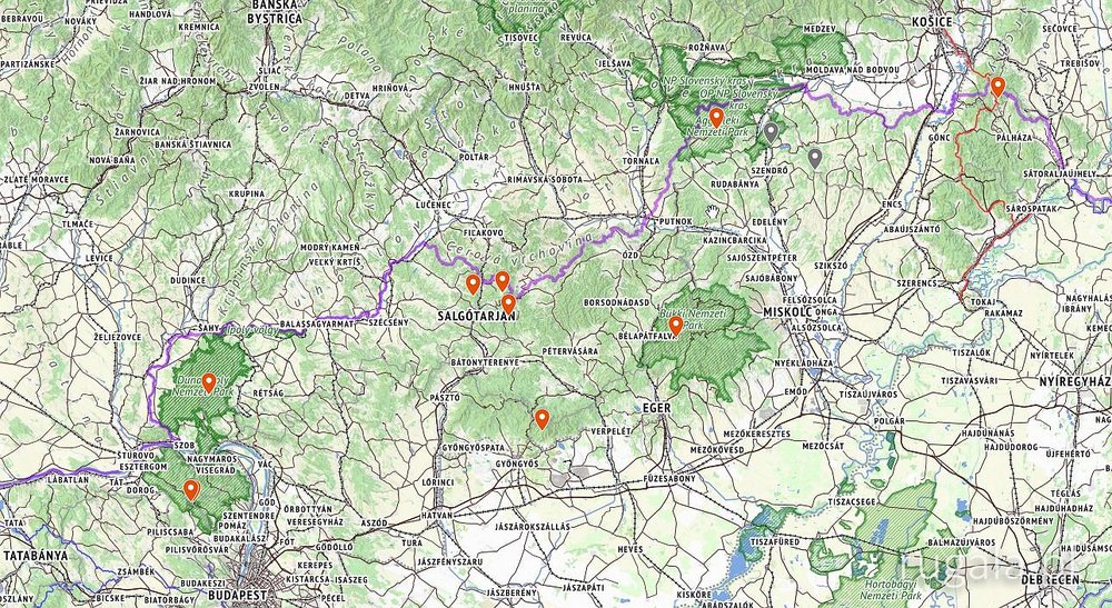 Korona Karpat Węgierskich - mapa poglądowa
